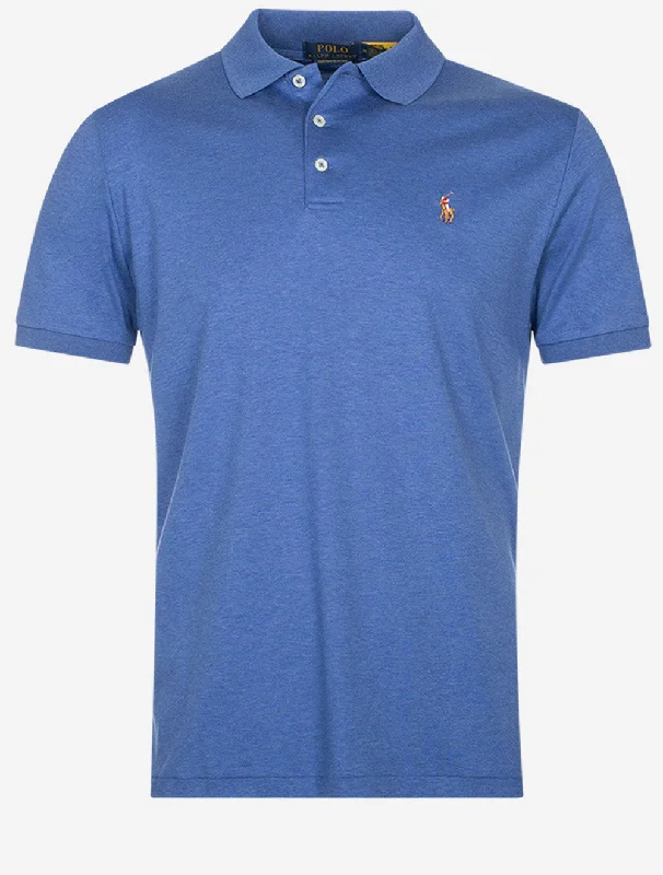 Men's breathable cotton blend polo shirts for summer outingsSlim Fit Pima Short Sleeve Polo Blue