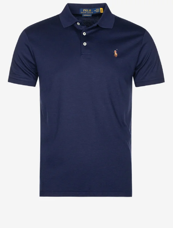 Men's button - down spread collar polo shirts for business casualSlim Fit Pima Short Sleeve Polo Navy Men's button - down spread collar polo shirts for business casualSlim Fit Pima Short Sleeve Polo Navy