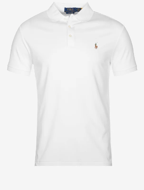 Men's button - down spread collar polo shirts for business casualSlim Fit Pima Short Sleeve Polo Off White
