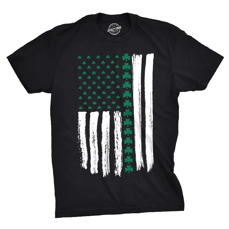 Men's tie - dye t - shirts with a bohemian styleShamrock American Flag Men's T Shirt