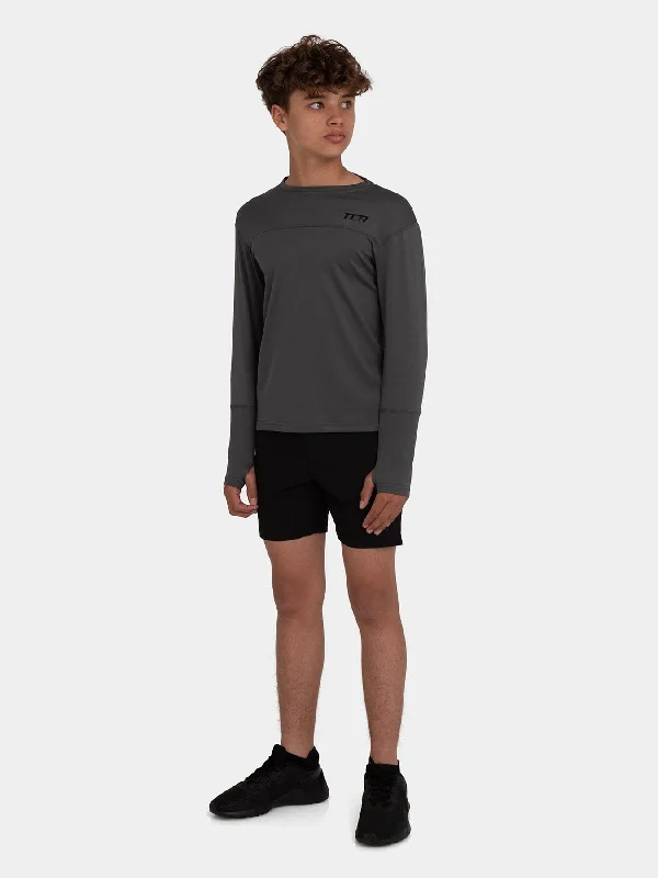 Stamina Long Sleeve Crew Neck Running Top For Boys With Thumbholes