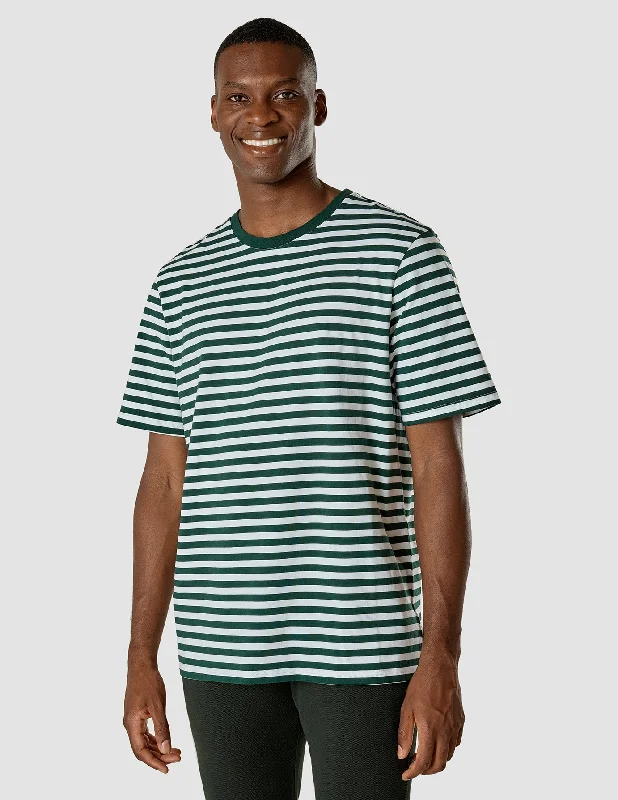 Men's UV - protected polo shirts for outdoor gardeningStriped Supima T-shirt Box Fit Forest Green Men's UV - protected polo shirts for outdoor gardeningStriped Supima T-shirt Box Fit Forest Green