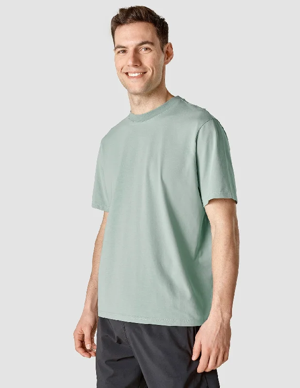 Men's long sleeve classic fit polo shirts with embroidered logosSupima T-shirt Box Fit Calm Green Men's long sleeve classic fit polo shirts with embroidered logosSupima T-shirt Box Fit Calm Green