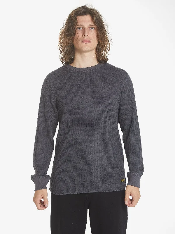 Thrills Union Big Waffle Long Sleeve  - Dark Charcoal