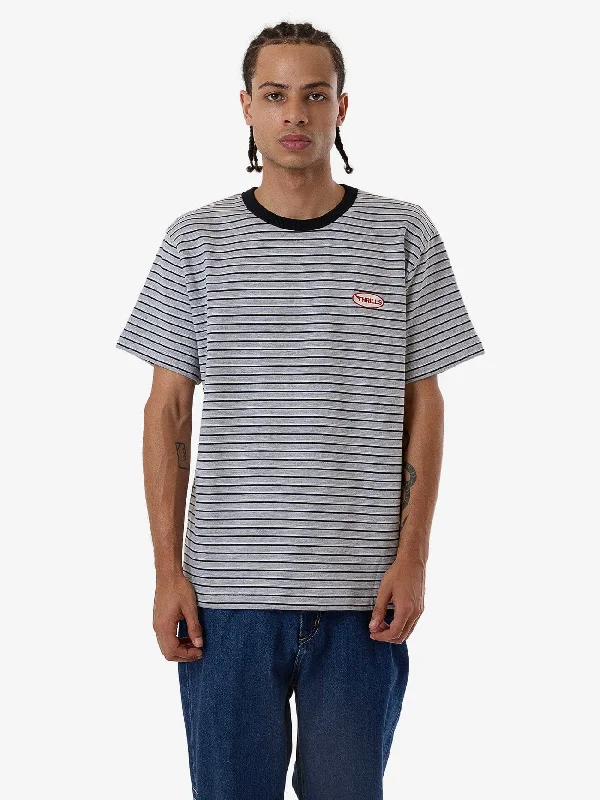 ribbed tank tops for menTribute To Chaos Stripe Merch Fit Tee - Black