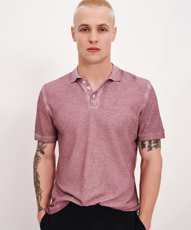 Men's breathable cotton blend polo shirts for summer outingsPique with Chroma Wash Short Sleeve Polo - Wisty Mauve Men's breathable cotton blend polo shirts for summer outingsPique with Chroma Wash Short Sleeve Polo - Wisty Mauve