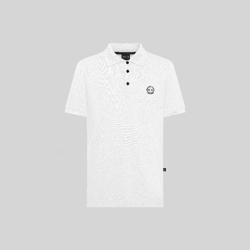 Men's stretchable athletic polo shirts for fitness workoutsXRESO WHITE POLO