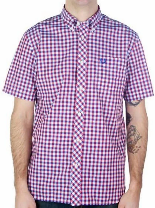 Men's v - neck muscle t - shirts for a body - building aesthetic3 Color Gingham Shirt In Blue, Red & White
