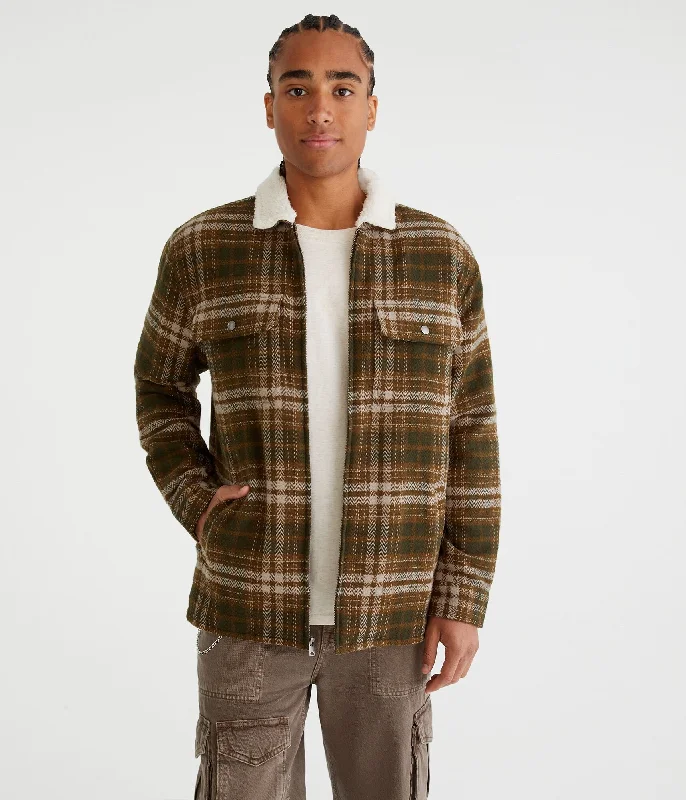 Men's moisture - wicking athletic t - shirts for intense workoutsAeropostale Plaid Sherpa-Lined Flannel Shacket