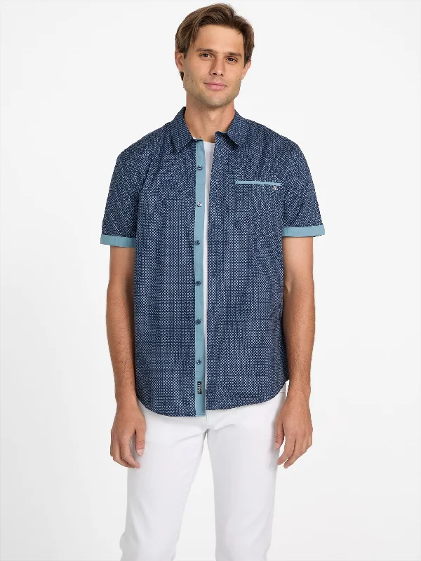 Men's distressed denim - look t - shirts with a rugged appealAlonzo Printed Poplin Shirt