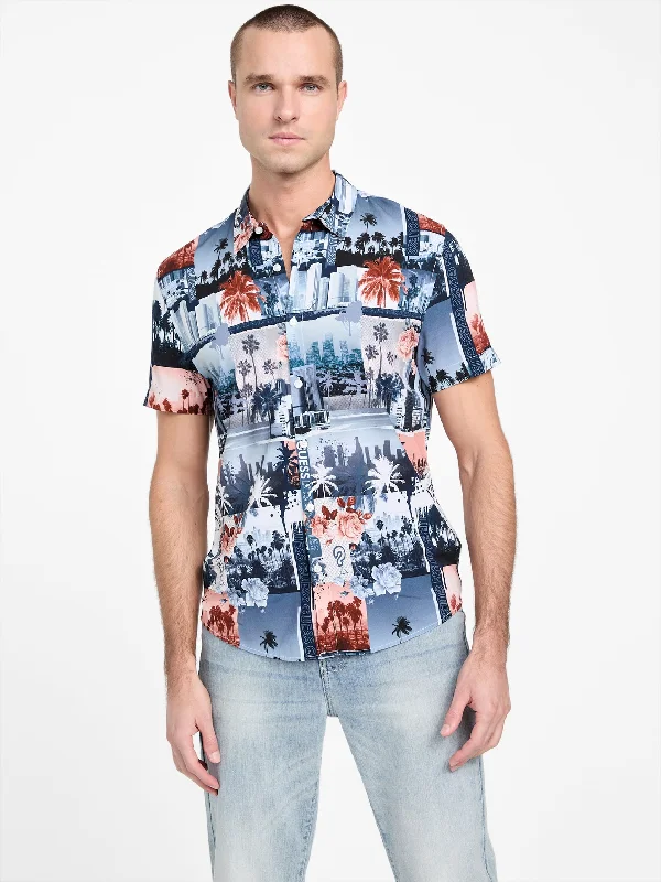 Men's thermal t - shirts with a high - neck design for cold weatherAndrew Collage Print Shirt