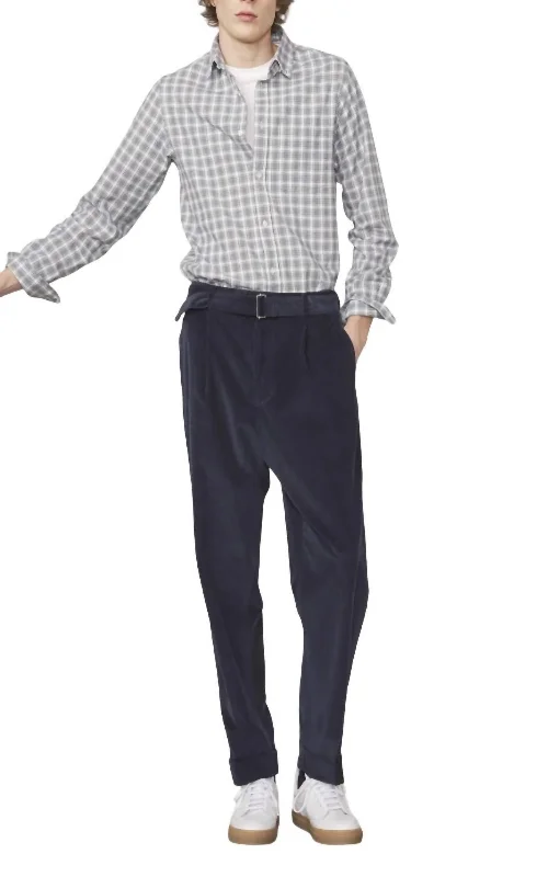 Men's antimicrobial t - shirts for odor - free freshness during travelArsene Organic Cotton Check Button Down In White-Navy