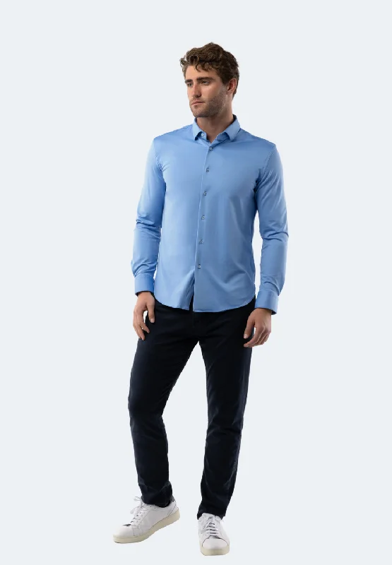 Men's ribbed t - shirts with a textured finish for added styleBaby Blue Solid Shirt