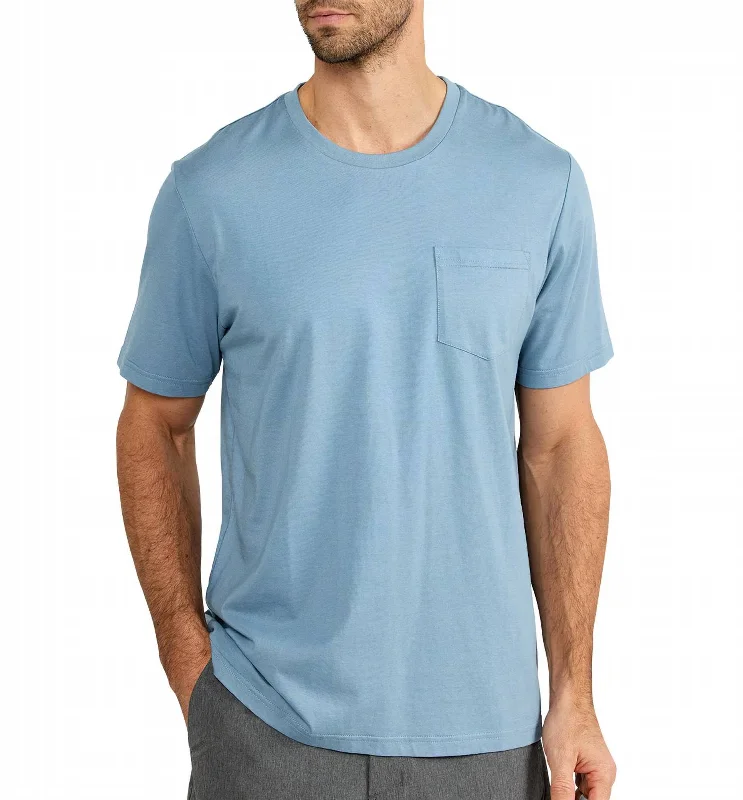 Men's plus - size pocket t - shirts with a classic lookBamboo Lightweight Short Sleeve In Blue Fog