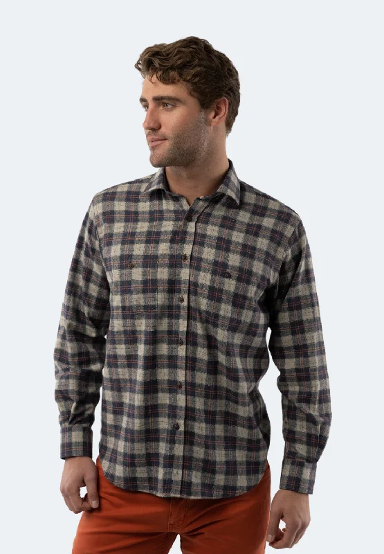 Men's plus - size pocket t - shirts with a classic lookBeige Plaid Shirt