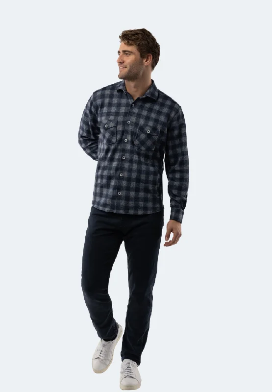 Men's printed Hawaiian t - shirts for tropical vacationsBlack and Blue Plaid Flannel