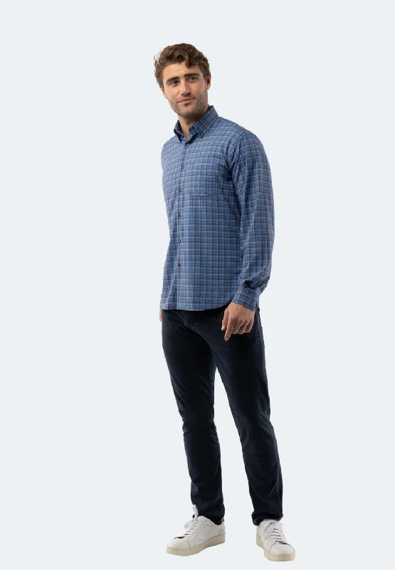 Men's long - sleeve henley t - shirts with button - down placketsBlue, Black, and White Plaid Shirt Men's long - sleeve henley t - shirts with button - down placketsBlue, Black, and White Plaid Shirt