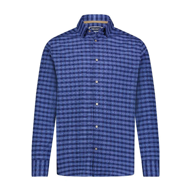 Men's lightweight performance t - shirts for running marathonsBlue French Plaid Shirt Men's lightweight performance t - shirts for running marathonsBlue French Plaid Shirt
