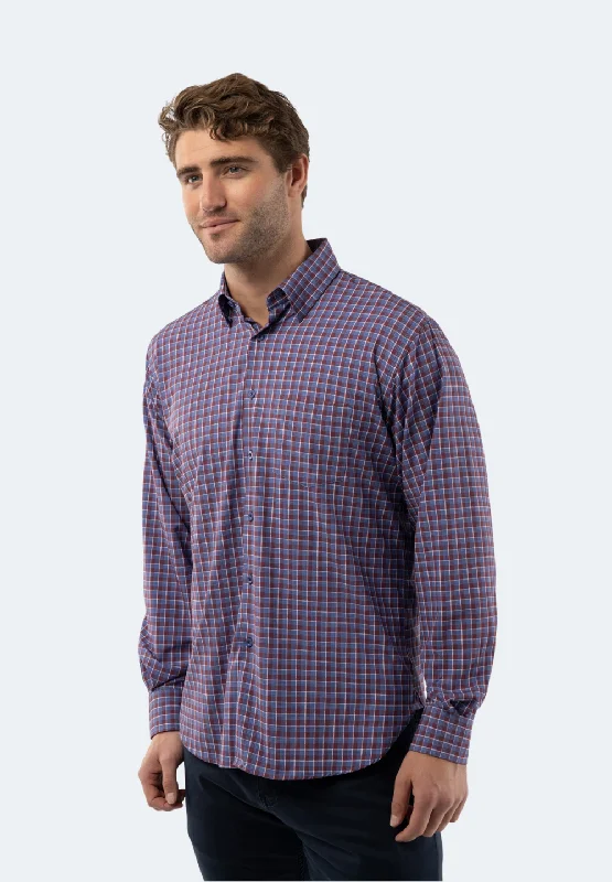 Men's slim - fit graphic t - shirts with vintage rock band printsBlue Mini Check and Plaid Shirt Men's slim - fit graphic t - shirts with vintage rock band printsBlue Mini Check and Plaid Shirt
