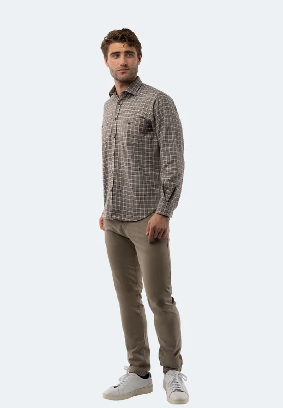 Men's tie - dye t - shirts with a bohemian styleCamel Plaid Shirt