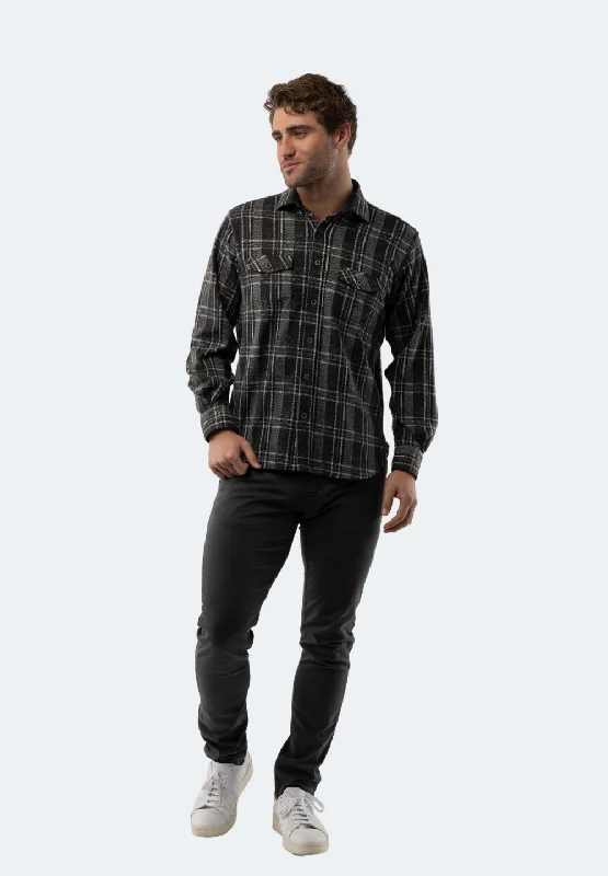 Men's smart - casual checkered t - shirts for semi - formal occasionsCharcoal Plaid Flannel Men's smart - casual checkered t - shirts for semi - formal occasionsCharcoal Plaid Flannel