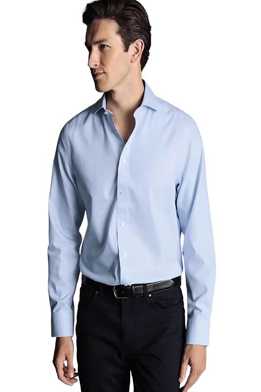 Men's smart - casual checkered t - shirts for semi - formal occasionsCharles Tyrwhitt Men's Non-Iron Clifton Weave Cutaway Slim Fit Shirt Double Cuff