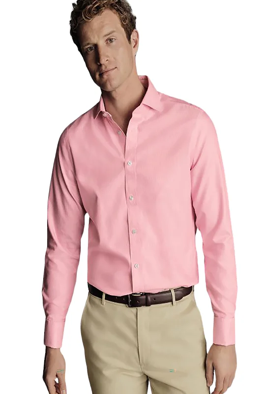 Men's tie - dye t - shirts with a bohemian styleCharles Tyrwhitt Men's Non-Iron Clifton Weave Cutaway Slim Fit Shirt Single Cuff