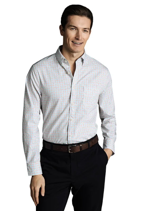 Men's antimicrobial t - shirts for odor - free freshness during travelCharles Tyrwhitt Men's Slim Fit Button-Down Collar Non-Iron Stretch Poplin Check Shirt