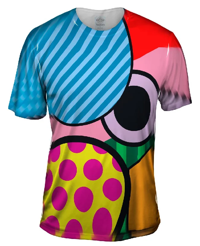 Men's organic cotton crew - neck t - shirts for everyday comfortCircles on Pink and Blue