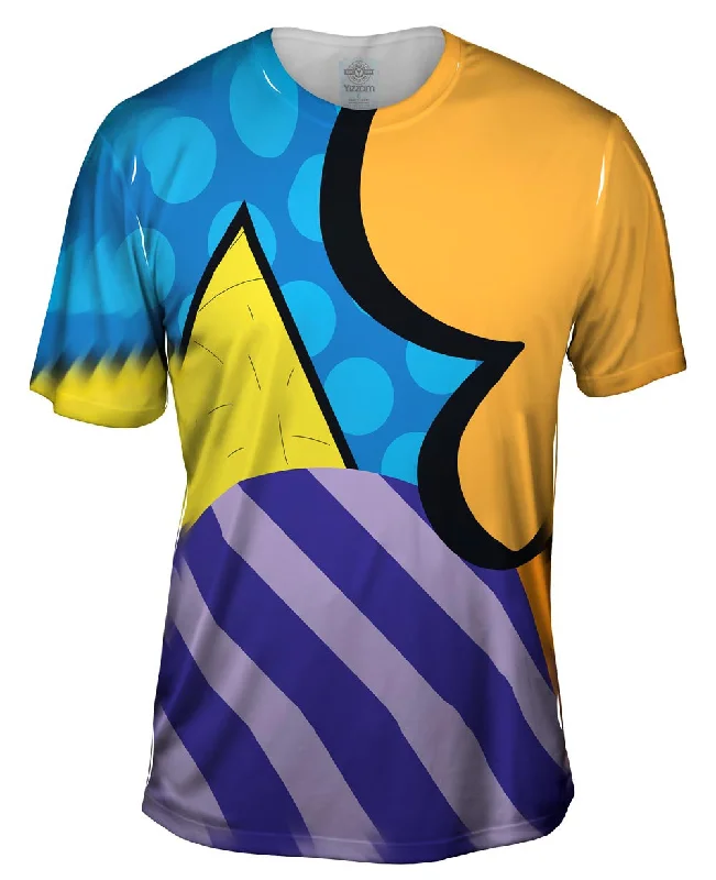 Men's thermal t - shirts with a high - neck design for cold weatherCircles on Yellow and Blue