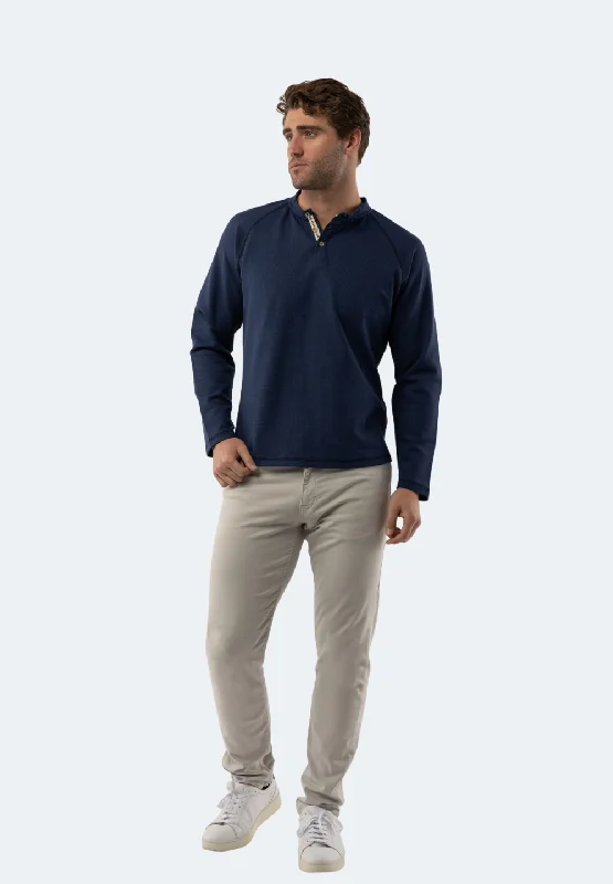 Men's organic cotton crew - neck t - shirts for everyday comfortCobalt Blue Waffle Knit 3-Button Henley