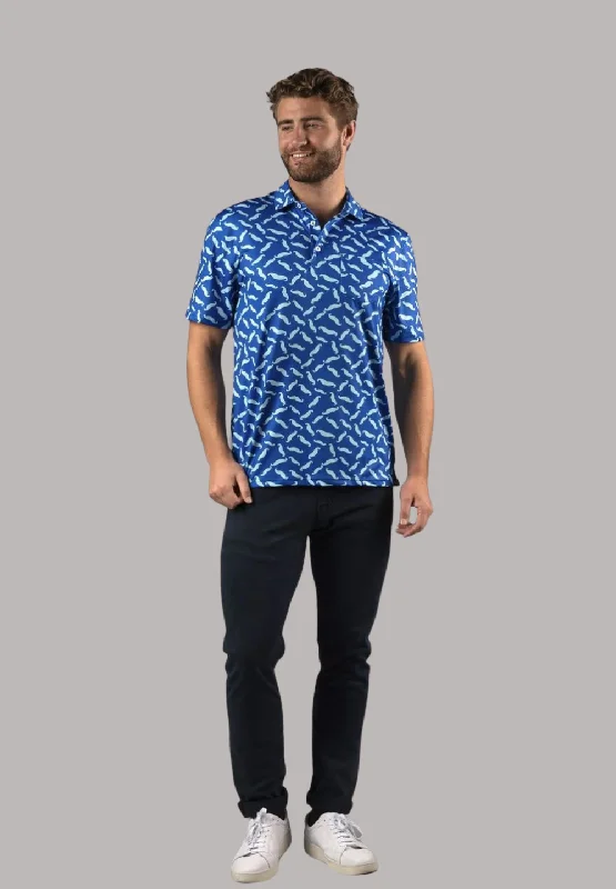 Men's tie - dye t - shirts with a bohemian styleCobalt Blue with Teal Moustaches Polo Shirt Men's tie - dye t - shirts with a bohemian styleCobalt Blue with Teal Moustaches Polo Shirt