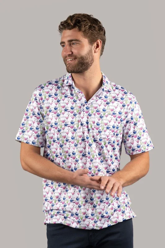 Men's ribbed t - shirts with a textured finish for added styleCocktails Polo Shirt