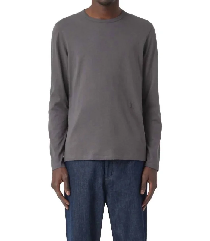 Men's smart - casual checkered t - shirts for semi - formal occasionsCotton & Cashmere Long Shirt In Charcoal