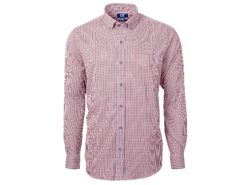 Men's mock - neck t - shirts with a modern and sleek styleCutter & Buck Versatech Multi Check Stretch Mens Long Sleeve Dress Shirt