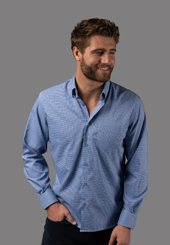 Men's ribbed t - shirts with a textured finish for added styleDark Blue and White Check Shirt Men's ribbed t - shirts with a textured finish for added styleDark Blue and White Check Shirt