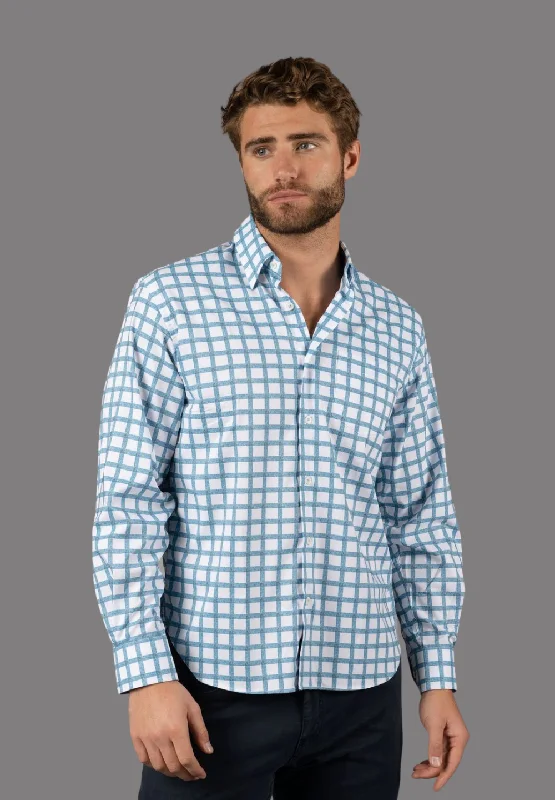Men's v - neck muscle t - shirts for a body - building aestheticDark Teal and White Plaid Shirt