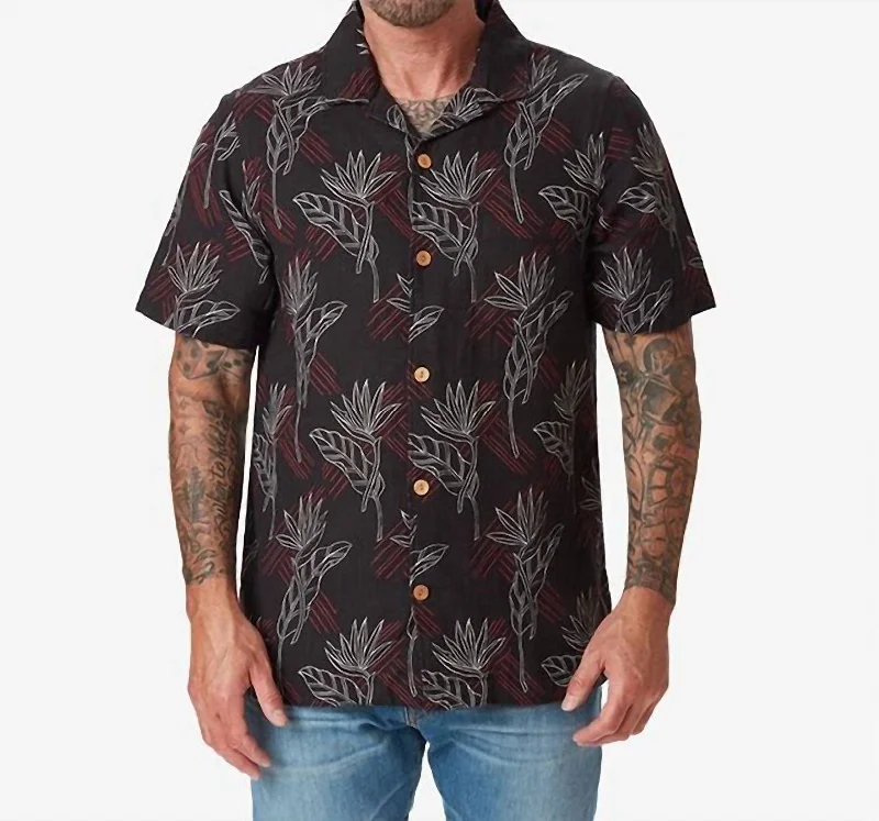 Men's smart - casual checkered t - shirts for semi - formal occasionsDouble Gauze Camp Shirt In Night Bird
