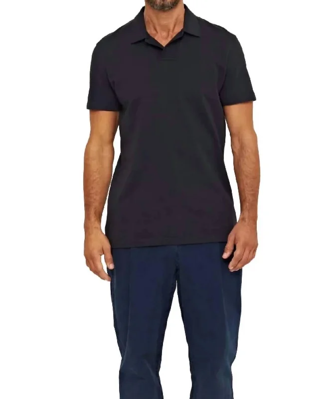 Men's mock - neck t - shirts with a modern and sleek styleFelix Linen Polo In Night Iris