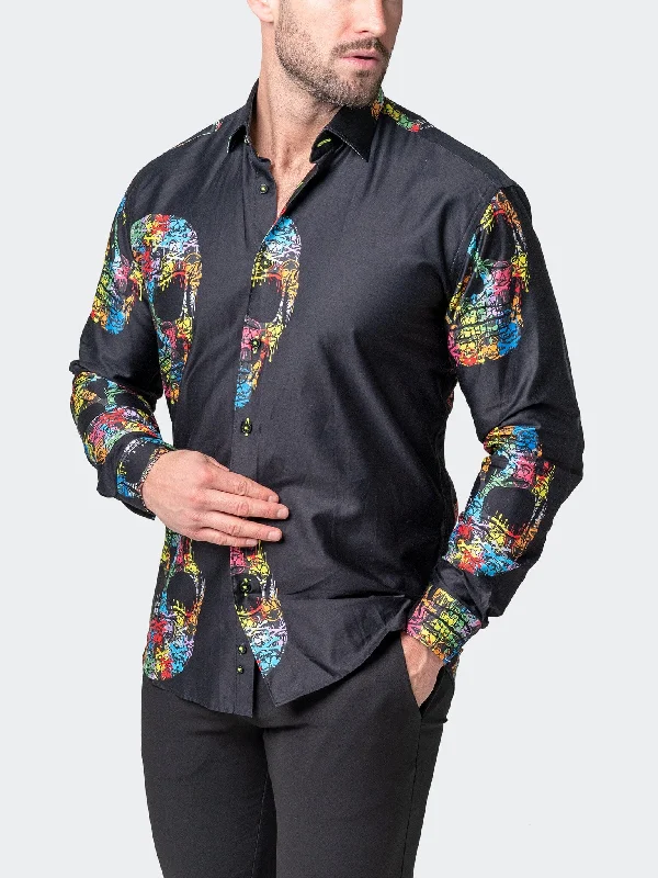 Men's distressed denim - look t - shirts with a rugged appealFibonacci SkullMacro Black