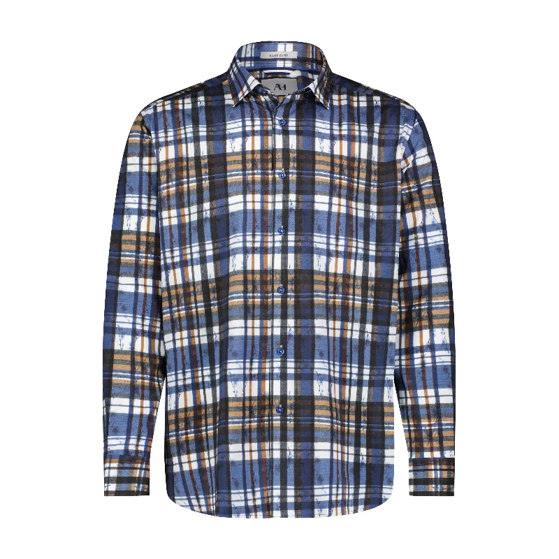 Men's printed Hawaiian t - shirts for tropical vacationsFloral Plaid Shirt