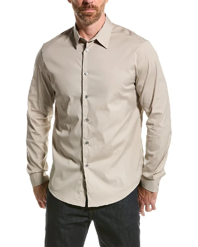 Men's ribbed t - shirts with a textured finish for added styleFRAME Denim Stretch Poplin Shirt