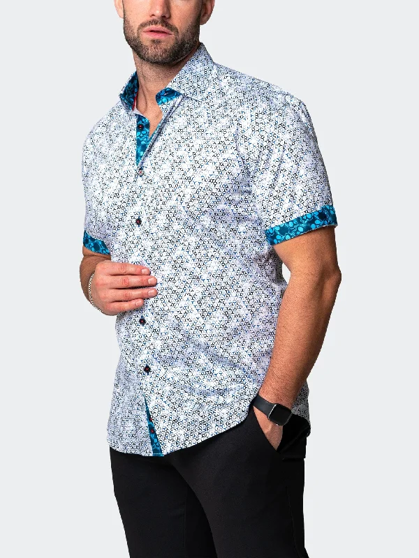 Men's printed Hawaiian t - shirts for tropical vacationsGalileo Mercedes White