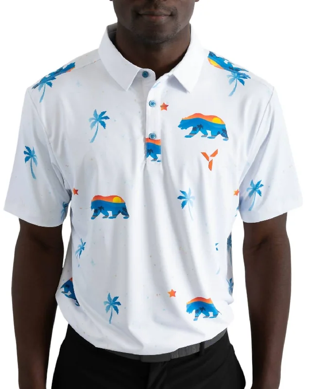 Men's distressed denim - look t - shirts with a rugged appealGolf Polo In Cali Bear