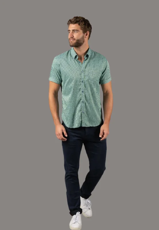 Men's smart - casual checkered t - shirts for semi - formal occasionsGreen & Navy Check Men's smart - casual checkered t - shirts for semi - formal occasionsGreen & Navy Check