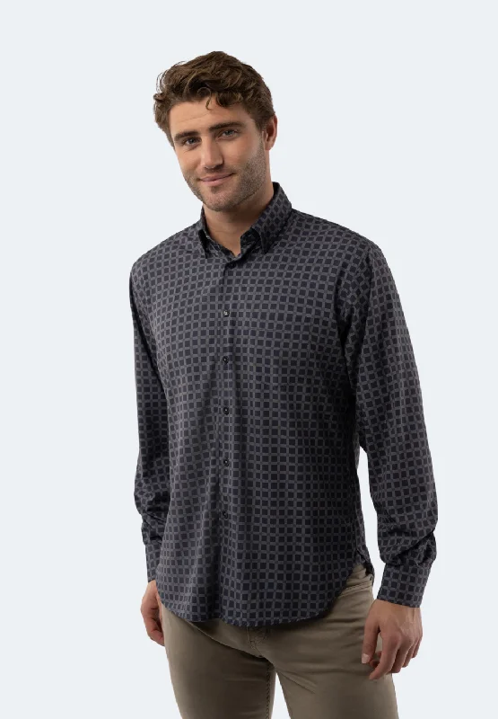 Men's button - front t - shirts with a unique artistic printGrey Plaid Shirt