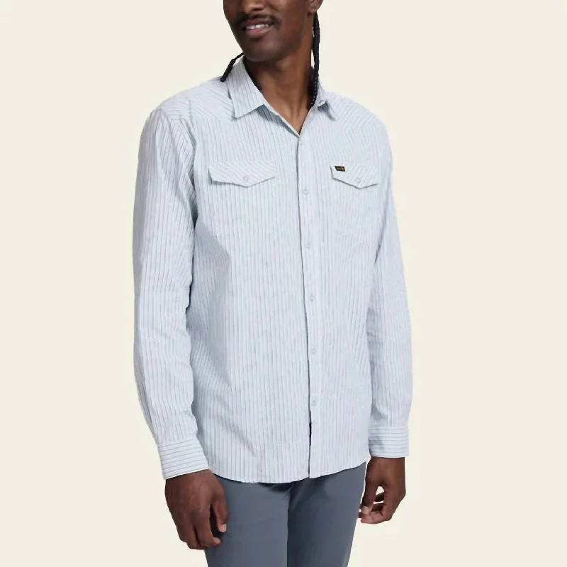 Men's antimicrobial t - shirts for odor - free freshness during travelH Bar B Tech Longsleeve Shirt In Gambler Stripe: White