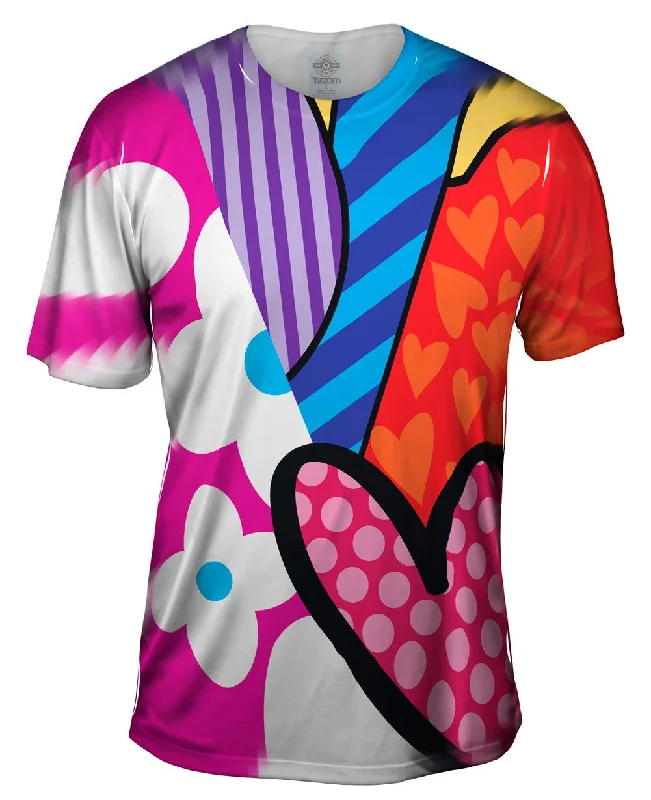 Men's long - sleeve henley t - shirts with button - down placketsHearts and Flowers