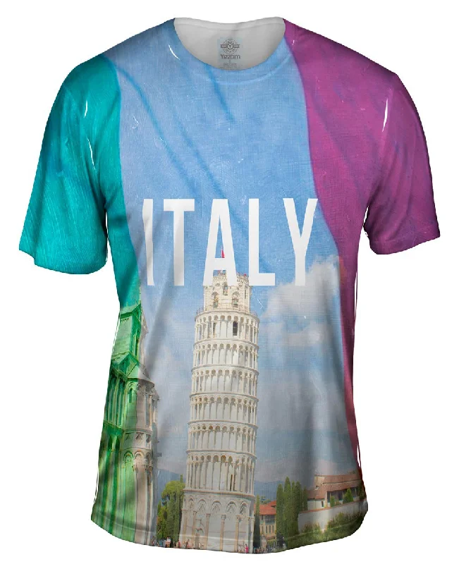 Men's organic cotton crew - neck t - shirts for everyday comfortItaly Pride Tower Of Pisa Men's organic cotton crew - neck t - shirts for everyday comfortItaly Pride Tower Of Pisa