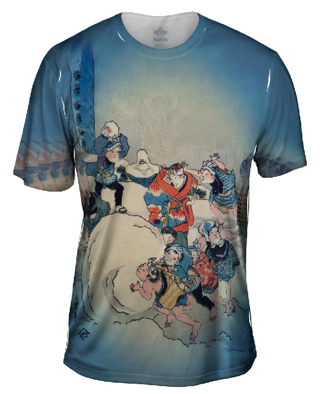 Men's plus - size pocket t - shirts with a classic lookJapan - Utagawa Kuniteru - "Snow Fight" Men's plus - size pocket t - shirts with a classic lookJapan - Utagawa Kuniteru - "Snow Fight"